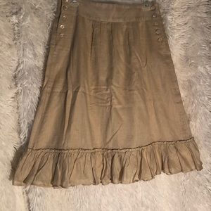 Linen JCrew khaki skirt size 2. EUC